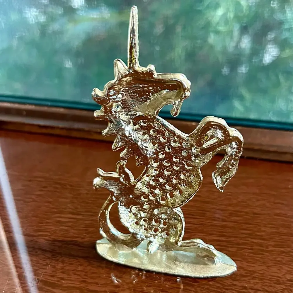 Vintage Torino Gold-Toned Unicorn Earring Holder Display Stand – 5” Tall